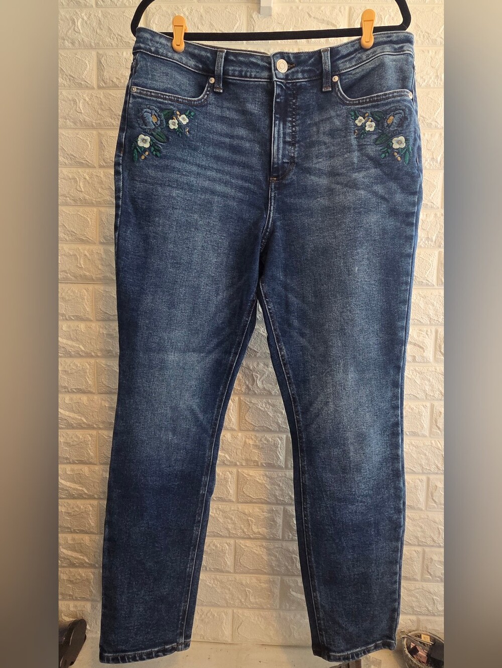 LC Lauren Conrad Indigo Skinny Jeans with Embroidered Florals